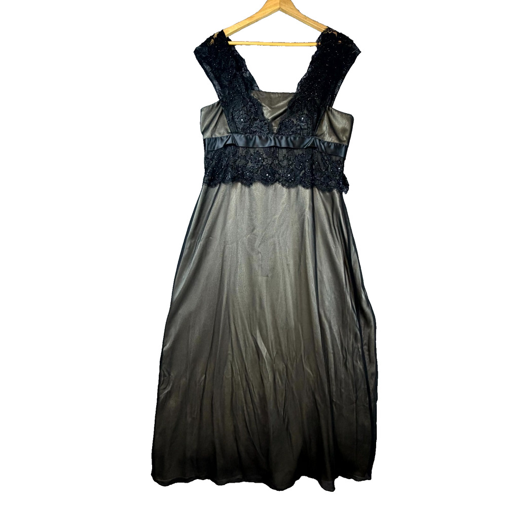 JS Collection Cocktail Dress Womens 16 Black Cream Lace Evening Goth Glam Prom